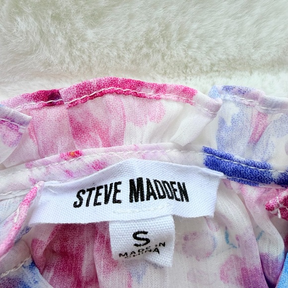 🔥PRICE DROP🔥Steve Madden Pink & Blue Floral Ruffle Tiered Mini Dress - Picture 14 of 14